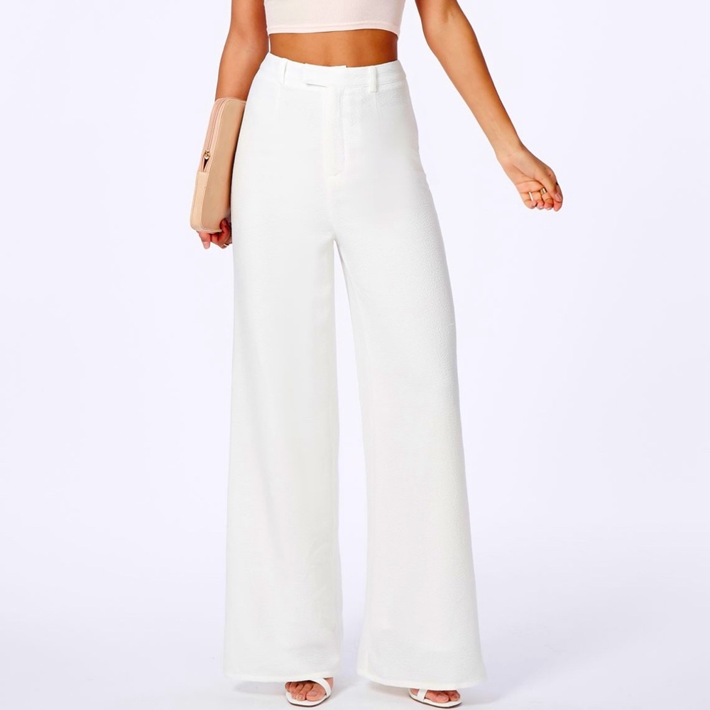 NWT Missguided White Crepe Wide Leg Pants size 6